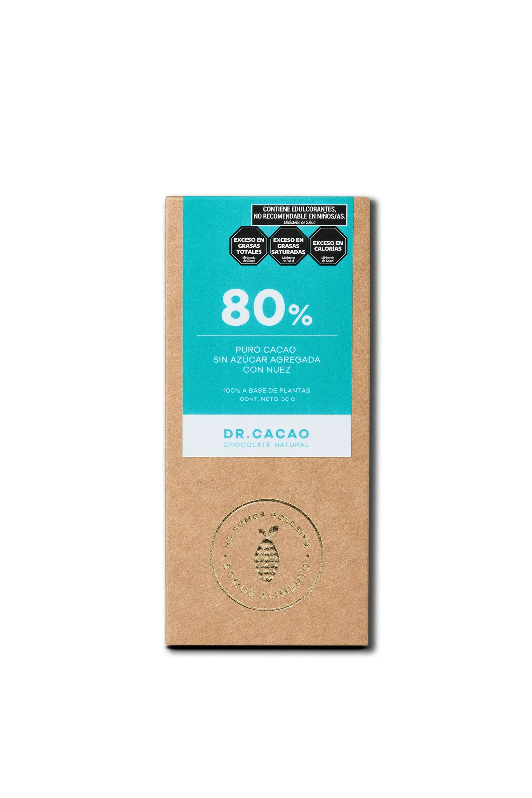 CHOCOLATE 80% CACAO C/ NUEZ  | DR. CACAO x50g