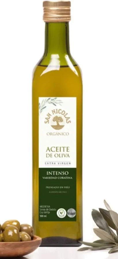 ACEITE DE OLIVA "INTENSO CORATINA" ORGANICO | SAN NICOLAS - VIDRIO 500cc.