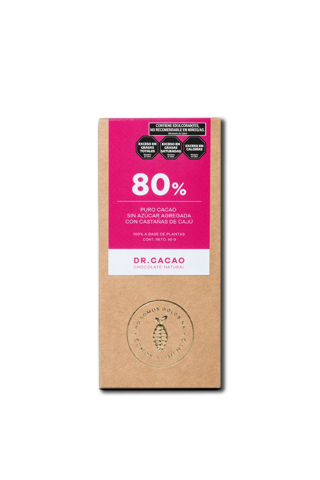 CHOCOLATE 80% CACAO C/CASTAÑAS DE CAJU  | DR. CACAO x50g